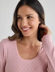 Lyric Thermals Harmony Cotton Pointelle Long Sleeve Top, Pink product photo View 04 S