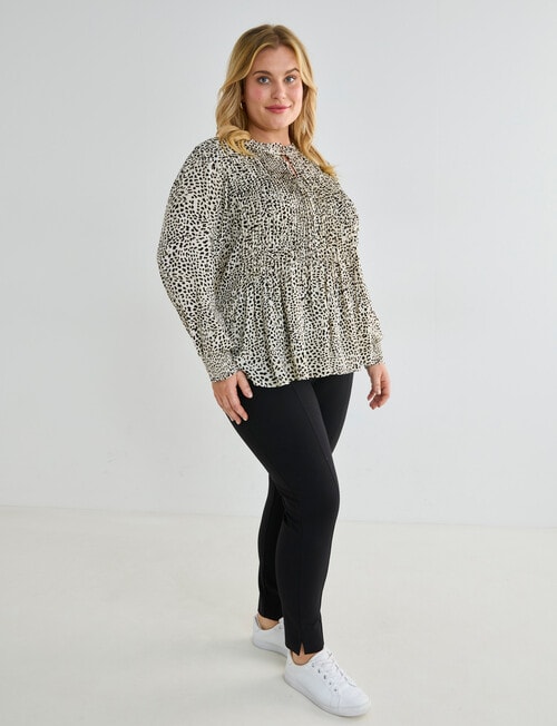 Studio Curve Satin Pintuck Blouse, Soft Animal product photo View 03 L