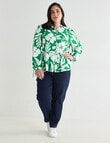 Studio Curve Printed Button Through Peplum Blouse, Green & White product photo View 03 S