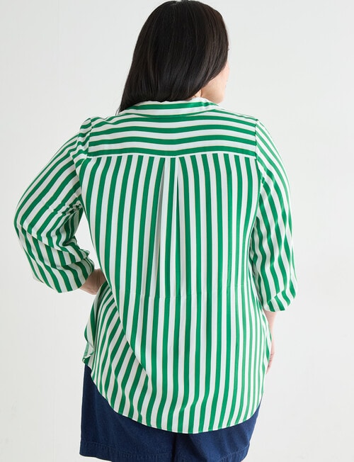 Studio Curve Striped Curved Hem Shirt, Green product photo View 02 L
