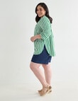 Studio Curve Striped Curved Hem Shirt, Green product photo View 03 S