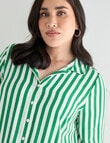 Studio Curve Striped Curved Hem Shirt, Green product photo View 04 S