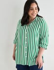 Studio Curve Striped Curved Hem Shirt, Green product photo View 05 S