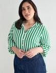 Studio Curve Striped Curved Hem Shirt, Green product photo View 06 S