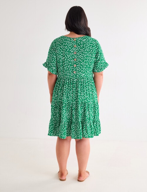 Studio Curve Button Back Dress, Green Ditsy Floral product photo View 02 L