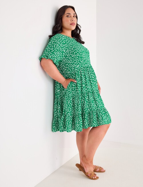 Studio Curve Button Back Dress, Green Ditsy Floral product photo View 03 L