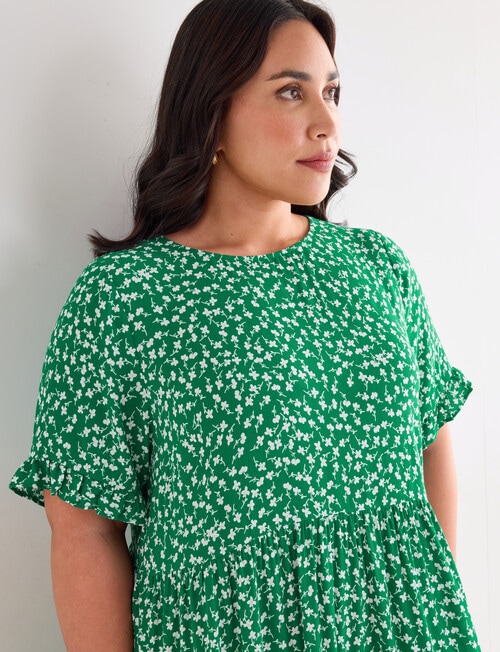 Studio Curve Button Back Dress, Green Ditsy Floral product photo View 04 L