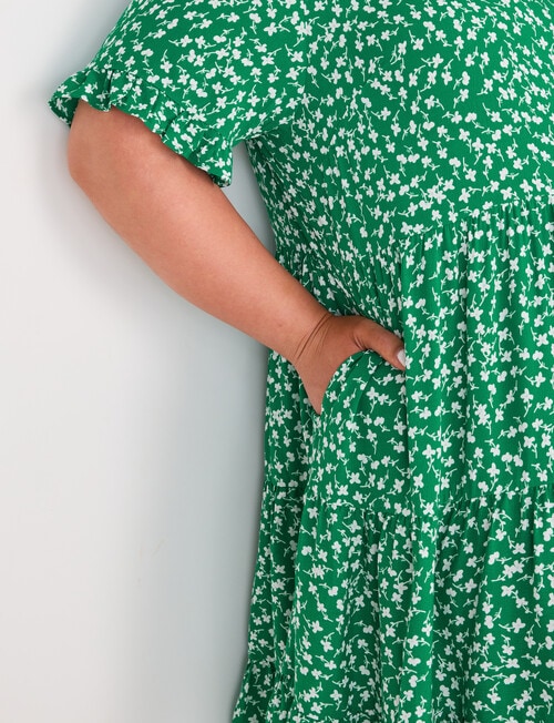 Studio Curve Button Back Dress, Green Ditsy Floral product photo View 05 L