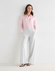 Oliver Black Classic Stripe Shirt, Coral Stripe product photo View 03 S