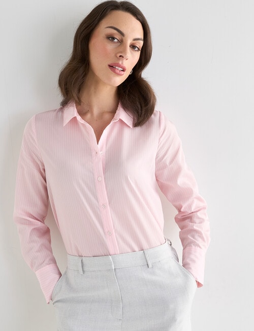 Oliver Black Classic Stripe Shirt, Coral Stripe product photo View 08 L