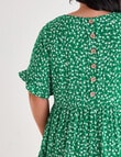 Studio Curve Button Back Dress, Green Ditsy Floral product photo View 06 S