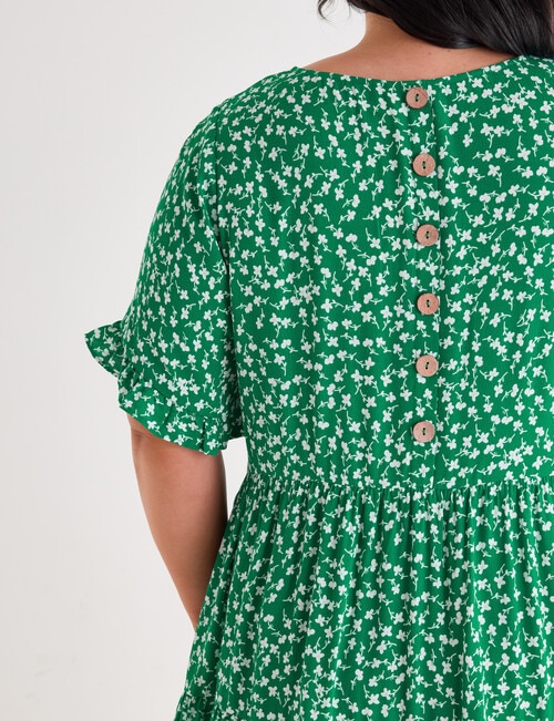 Studio Curve Button Back Dress, Green Ditsy Floral product photo View 06 L