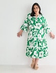 Studio Curve Printed Rick Rack Button Through Dress, Green product photo