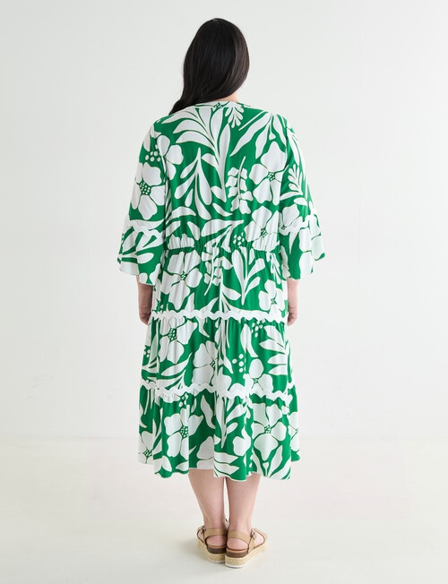 Studio Curve Printed Rick Rack Button Through Dress, Green product photo View 02 L
