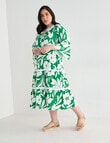 Studio Curve Printed Rick Rack Button Through Dress, Green product photo View 06 S