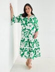 Studio Curve Printed Rick Rack Button Through Dress, Green product photo View 07 S