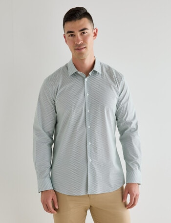 Laidlaw + Leeds Ditsy Honeycomb Long Sleeve Shirt, Green product photo