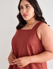 Studio Curve Linen Blend Swing Tank Top, Cocoa product photo