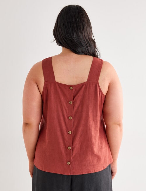 Studio Curve Linen Blend Swing Tank Top, Cocoa product photo View 02 L
