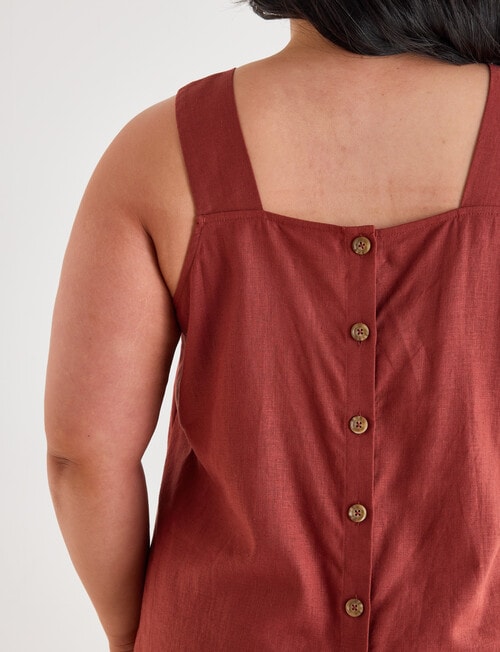 Studio Curve Linen Blend Swing Tank Top, Cocoa product photo View 05 L