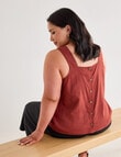 Studio Curve Linen Blend Swing Tank Top, Cocoa product photo View 06 S