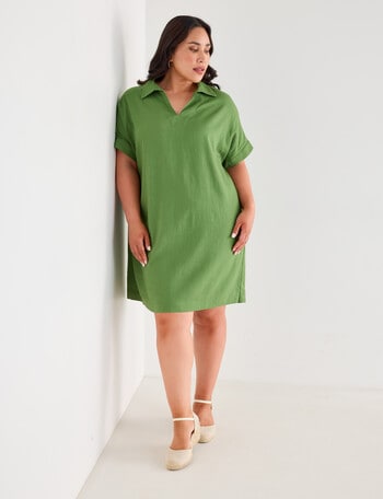 Studio Curve Linen Blend Collared Shift Dress, Apple product photo