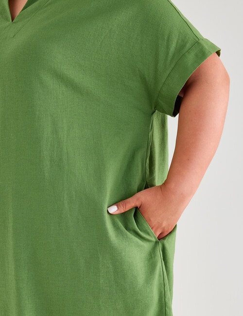 Studio Curve Linen Blend Collared Shift Dress, Apple product photo View 05 L