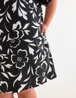 Studio Curve Linen Blend Collared Shift Dress, Black Floral product photo View 05 S