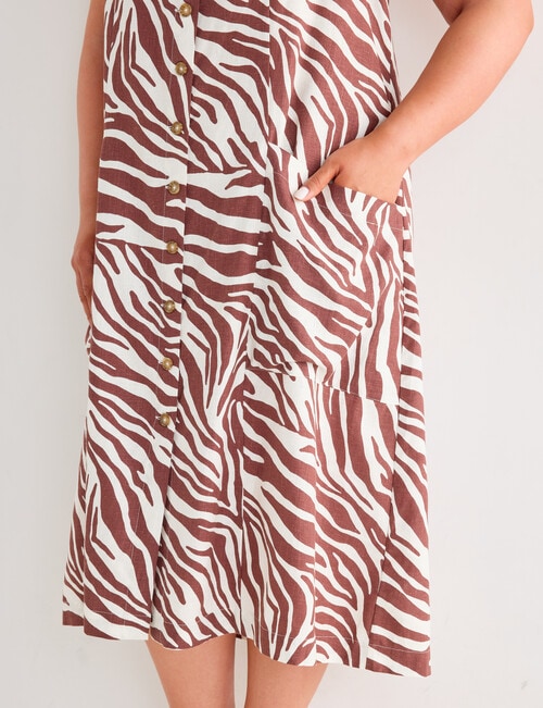 Studio Curve Linen Blend Pinafore Dress, Cocoa Zebra product photo View 05 L