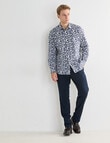 Laidlaw + Leeds Bouquet All Over Print Long Sleeve Shirt, Navy product photo View 03 S