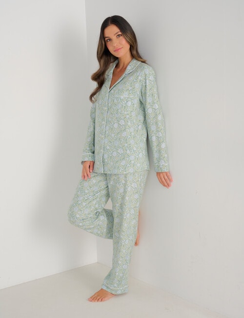 Whistle Sleep Flannel PJ Set, Lime Floral product photo View 03 L