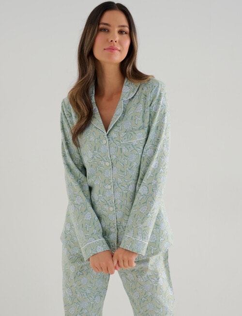Whistle Sleep Flannel PJ Set, Lime Floral product photo View 04 L