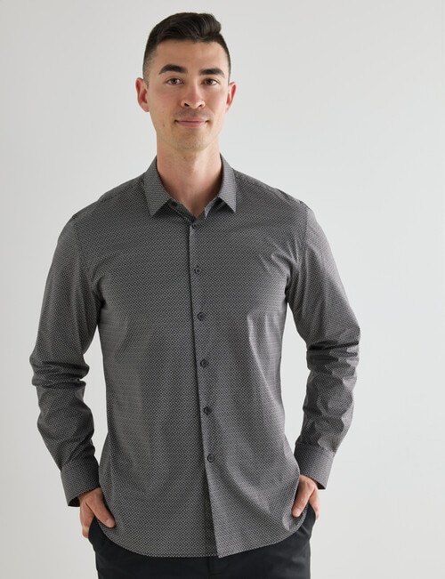 Laidlaw + Leeds Geo Star Long Sleeve Shirt, Black product photo