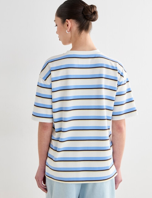 Mineral Anton Multi Stripe Boxy Tee, Blue & Brown product photo View 02 L