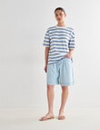 Mineral Anton Multi Stripe Boxy Tee, Blue & Brown product photo View 03 S