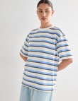 Mineral Anton Multi Stripe Boxy Tee, Blue & Brown product photo View 06 S