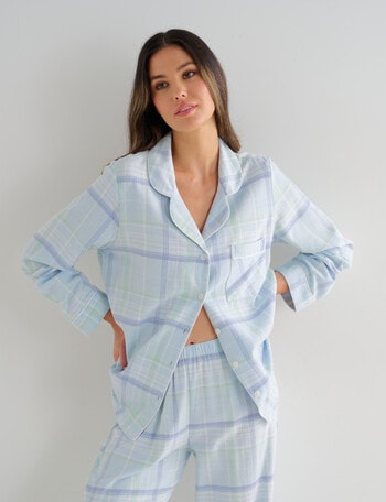 Whistle Sleep Flannel PJ Set, Blue Check product photo