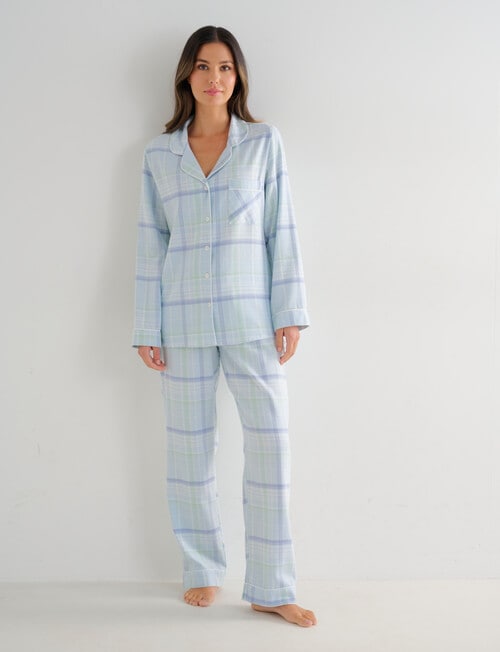 Whistle Sleep Flannel PJ Set, Blue Check product photo View 03 L