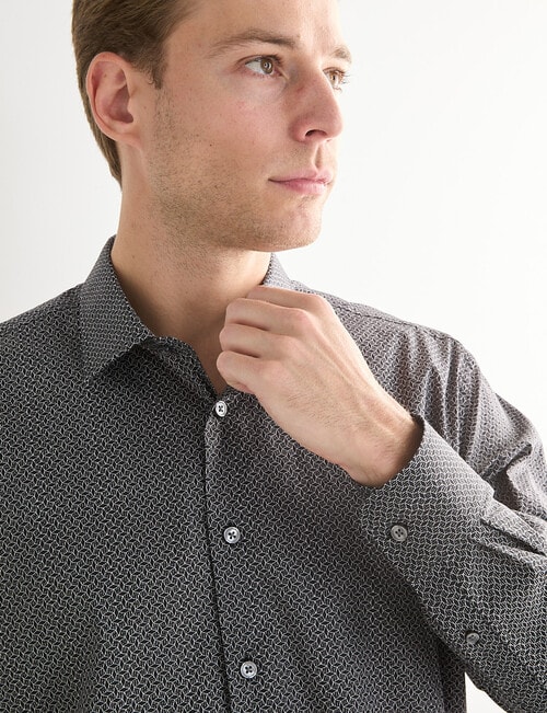 Laidlaw + Leeds Geo Star Long Sleeve Shirt, Black product photo View 04 L