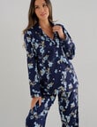 Whistle Sleep Flannel PJ Set, Navy Floral product photo