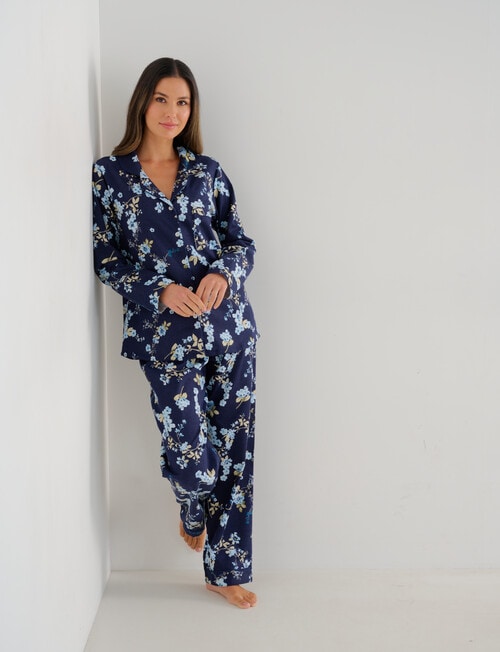 Whistle Sleep Flannel PJ Set, Navy Floral product photo View 03 L