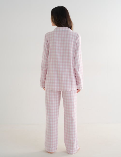 Whistle Sleep Flannel PJ Set, Pink Gingham product photo View 02 L