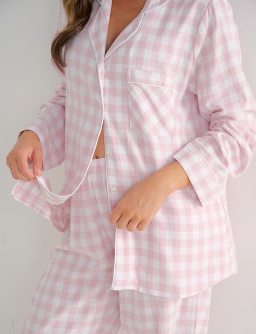 Whistle Sleep Flannel PJ Set, Pink Gingham product photo View 04 L