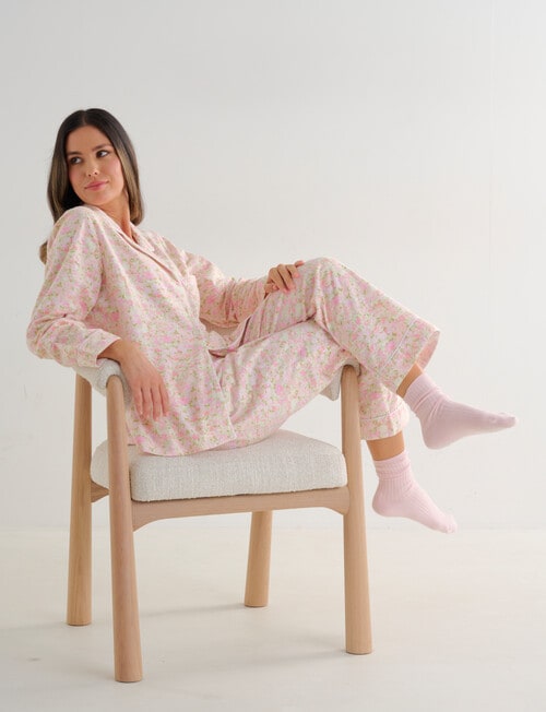 Whistle Sleep Flannel PJ Set, Pink Ditsy product photo