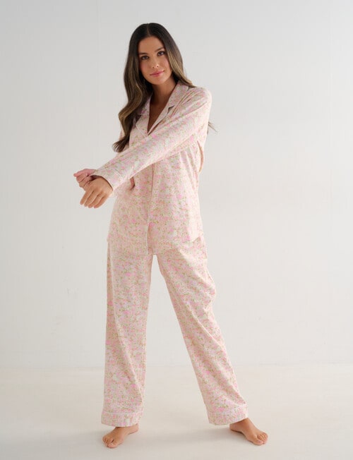 Whistle Sleep Flannel PJ Set, Pink Ditsy product photo View 03 L