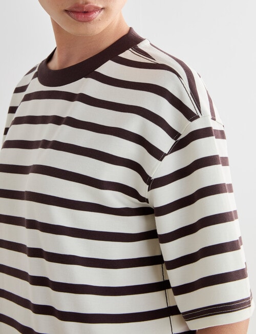 Mineral Anton Boxy Mini Dress, Brown Stripe product photo View 05 L