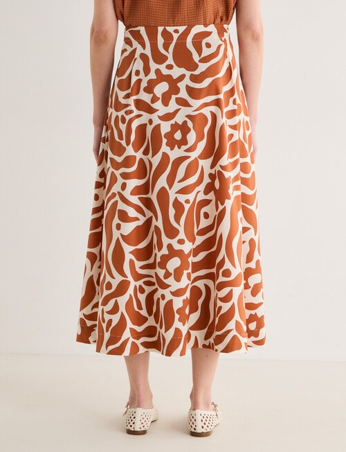 Jigsaw Vega Pleat Detail Midi Skirt, Bronze Print product photo View 02 L