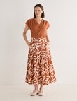 Jigsaw Vega Pleat Detail Midi Skirt, Bronze Print product photo View 03 S