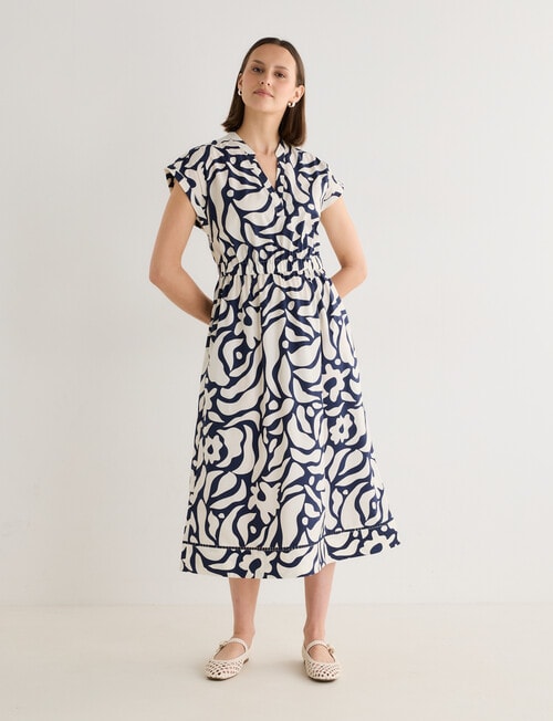 Jigsaw Vega Lace Trim Shirt Dress, Navy product photo View 03 L