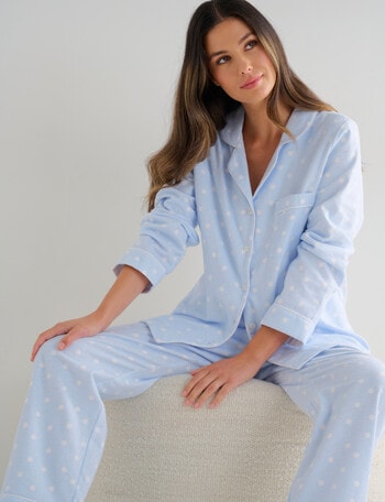 Whistle Sleep Flannel PJ Set, Blue Spot product photo